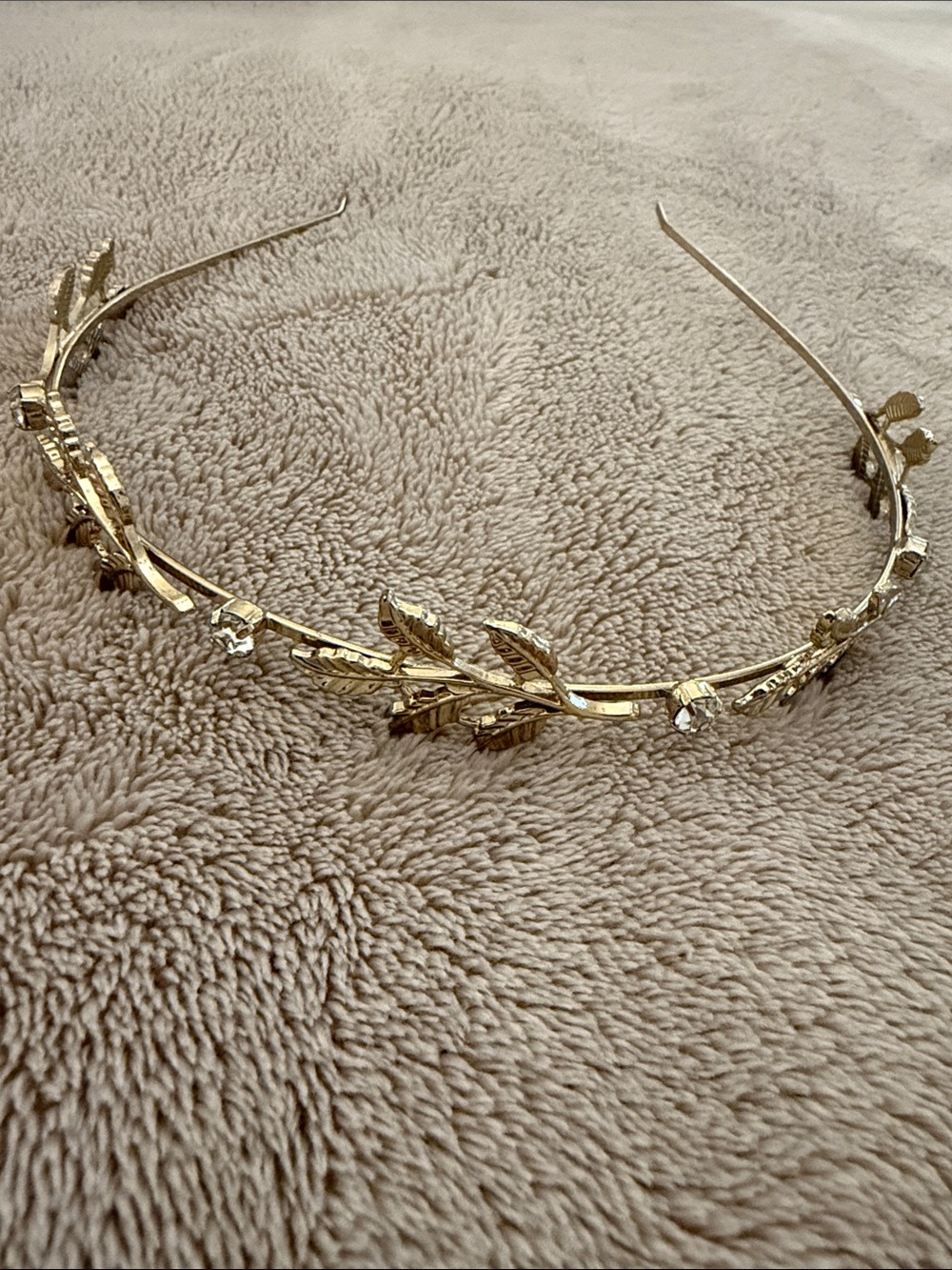 Gold Leaf and Crystal Headband - Elegant Women's Hair Accessory